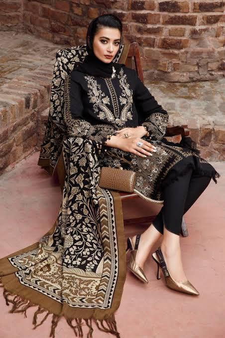 Maria B. 3Pc Embroidered Lawn Suit With Digital Printed Voil Dupatta
