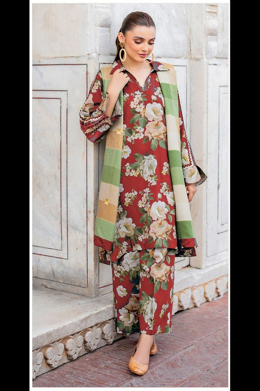 Baroque 3Pc Digital Printed Lawn Suit With Digital Printed Lawn Dupatta