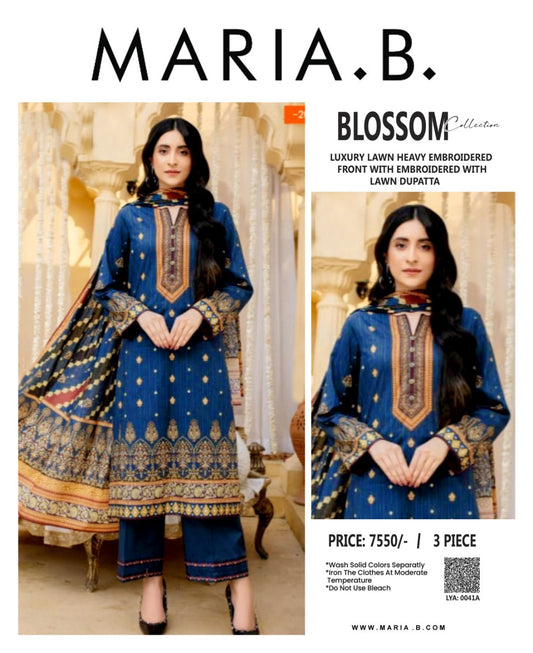 Maria B. 3Pc Printed Embroidered Lawn Suit With Digital Printed Lawn Dupatta