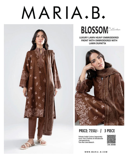 Maria B. 3Pc Printed Embroidered Lawn Suit With Digital Printed Lawn Dupatta