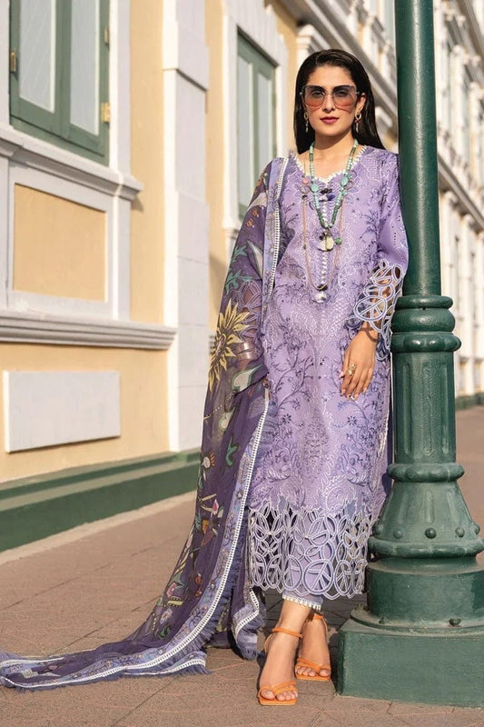 Mushq 3Pc Embroidered Lawn Suit With Printed Paper Cotton Dupatta