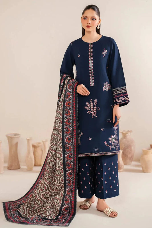 Sapphire 3Pc Embroidered Lawn Suit With Digital Printed Slub Dupatta