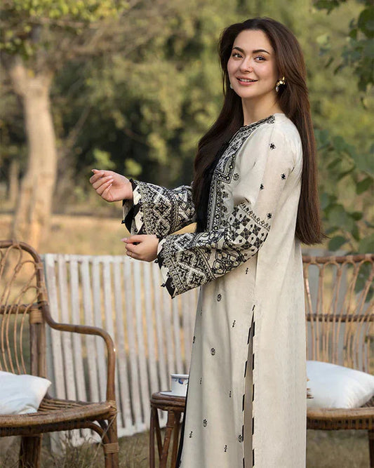 Zara Shahjahan 3Pc Embroidered Lawn Suit With Embroidered Crinkle Dupatta