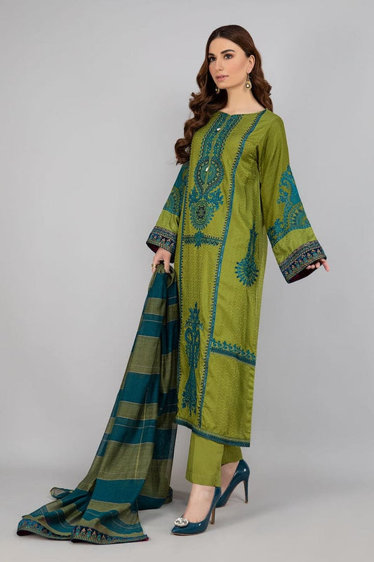Maria B. Mbroidered 3Pc Lawn Suit With Printed Slub Dupatta