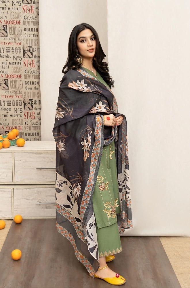 Urge 3Pc Embroidered Lawn Suit With Digital Printed Shawl