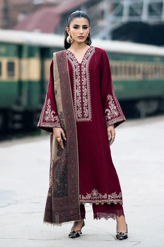 Zara Shahjahan 3Pc Embroidered Lawn Suit with Digital Printed Voil Dupatta