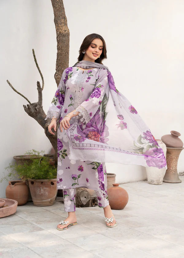 Baroque 3Pc Printed Lawn Suit With Digital Printed Lawn Dupatta