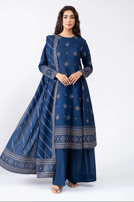 Bareeze 3Pc Dhanak Embroidered Suit With Dhanak Embroidered Shawl