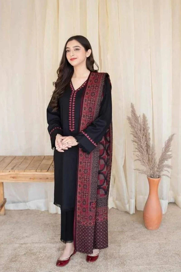 Asling 3Pc Embroidered Lawn Suit With Digital Printed Slub Dupatta
