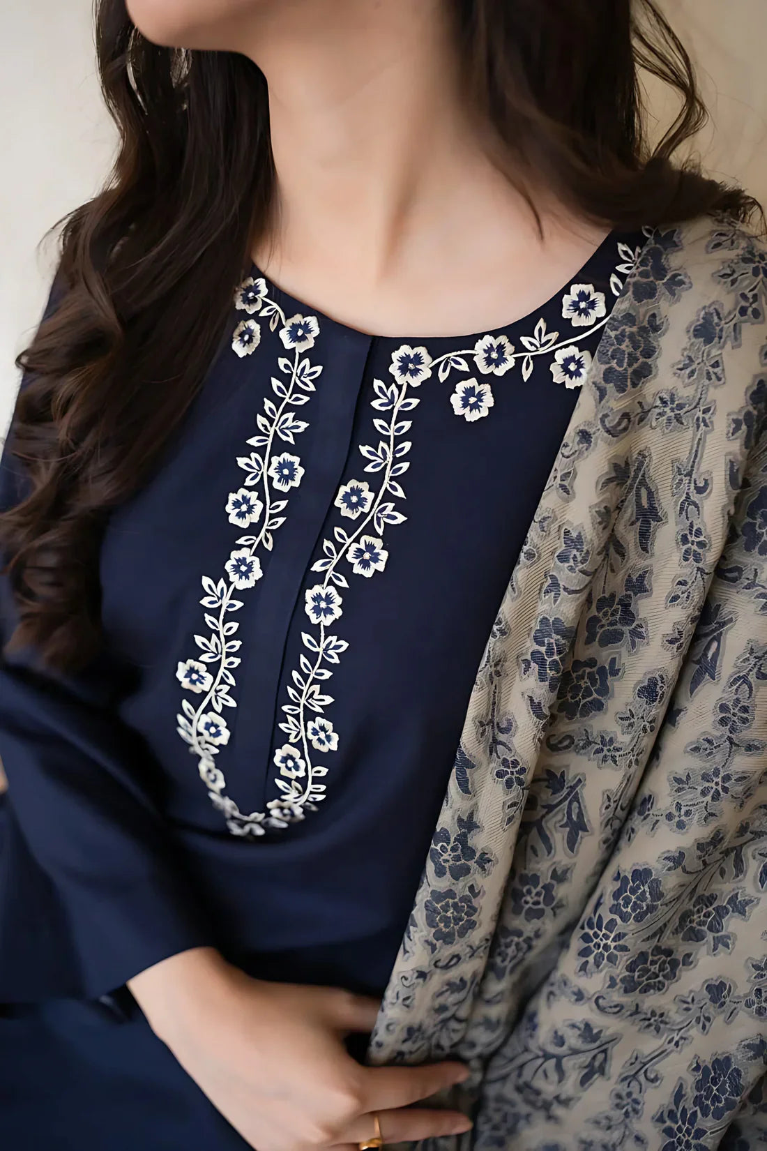 Asling 3Pc Embroidered Lawn Suit With Digital Printed Slub Dupatta