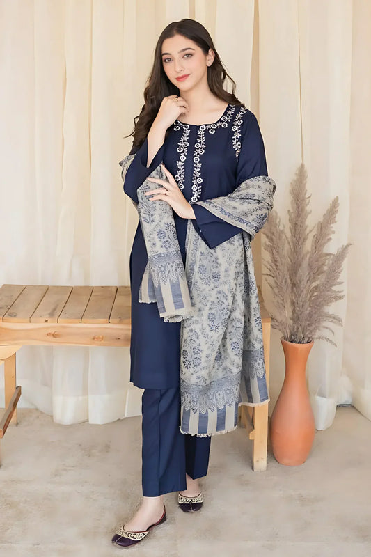 Asling 3Pc Embroidered Lawn Suit With Digital Printed Slub Dupatta
