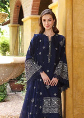 Bareeze 3Pc Embroidered Lawn Suit With Printed Slub Dupatta