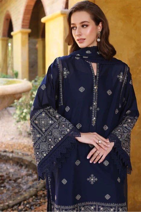 Bareeze 3Pc Embroidered Lawn Suit With Printed Slub Dupatta
