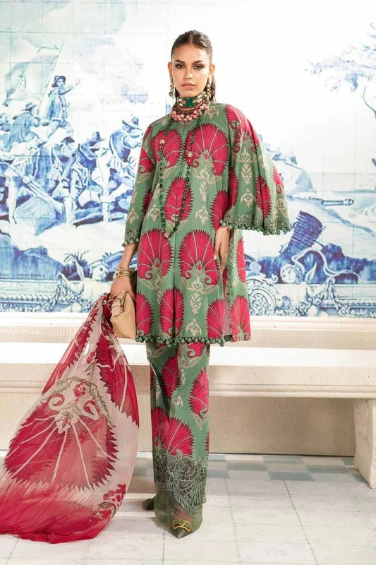 Maria B. 3Pc Digital Printed Dobby Lawn Suit With Digital Printed Dobby Lawn Dupatta