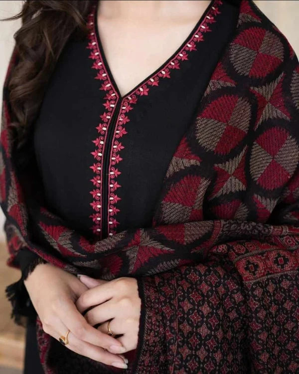 Asling 3Pc Embroidered Lawn Suit With Digital Printed Slub Dupatta