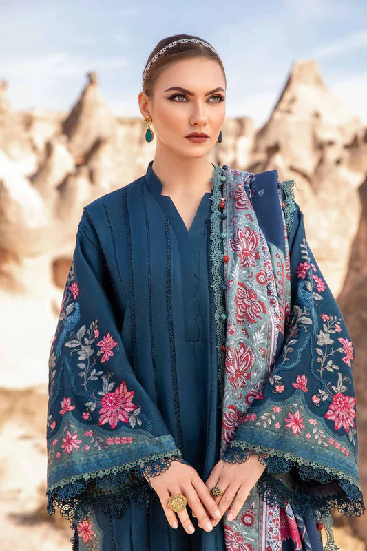 Maria B. 3Pc Embroidered Lawn Suit With Digital Printed Voil Dupatta