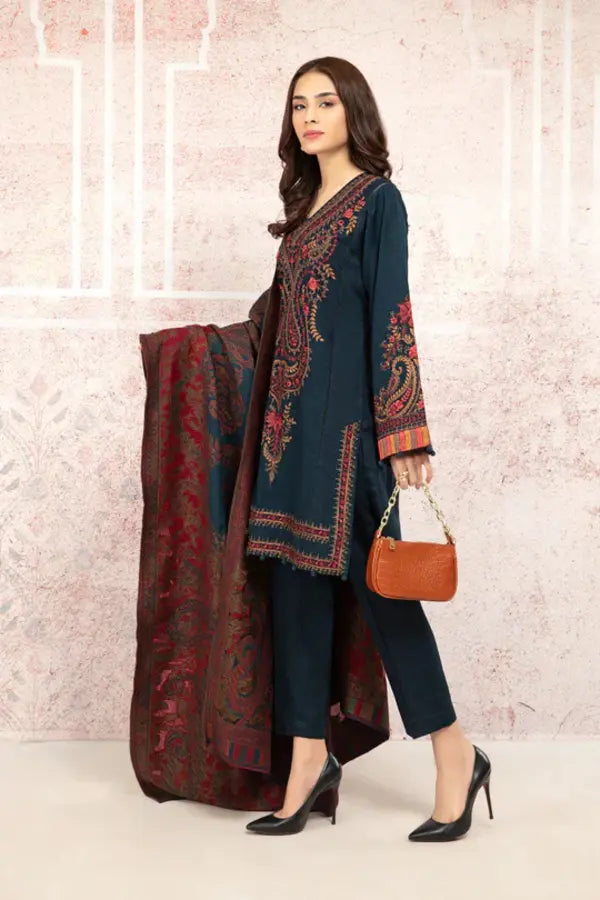 Maria B. 3Pc Embroidered Lawn Suit With Digital Printed Voil Dupatta