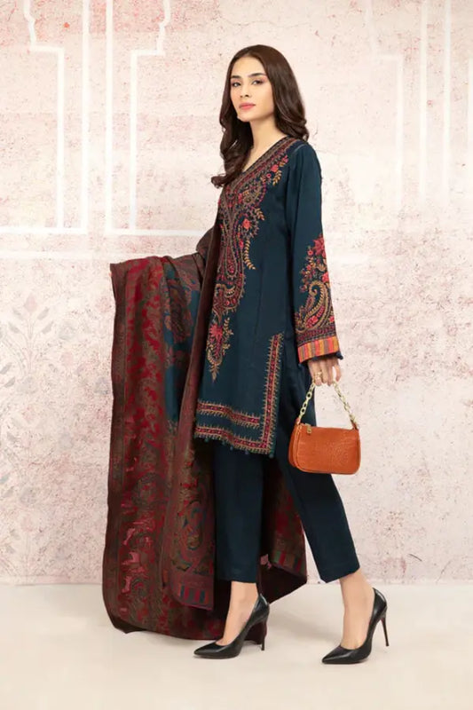 Maria B. 3Pc Embroidered Lawn Suit With Digital Printed Voil Dupatta