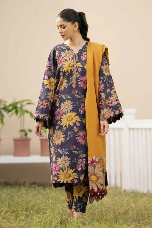 Baroque 3Pc Printed Lawn Suit With Digital Printed Lawn Dupatta